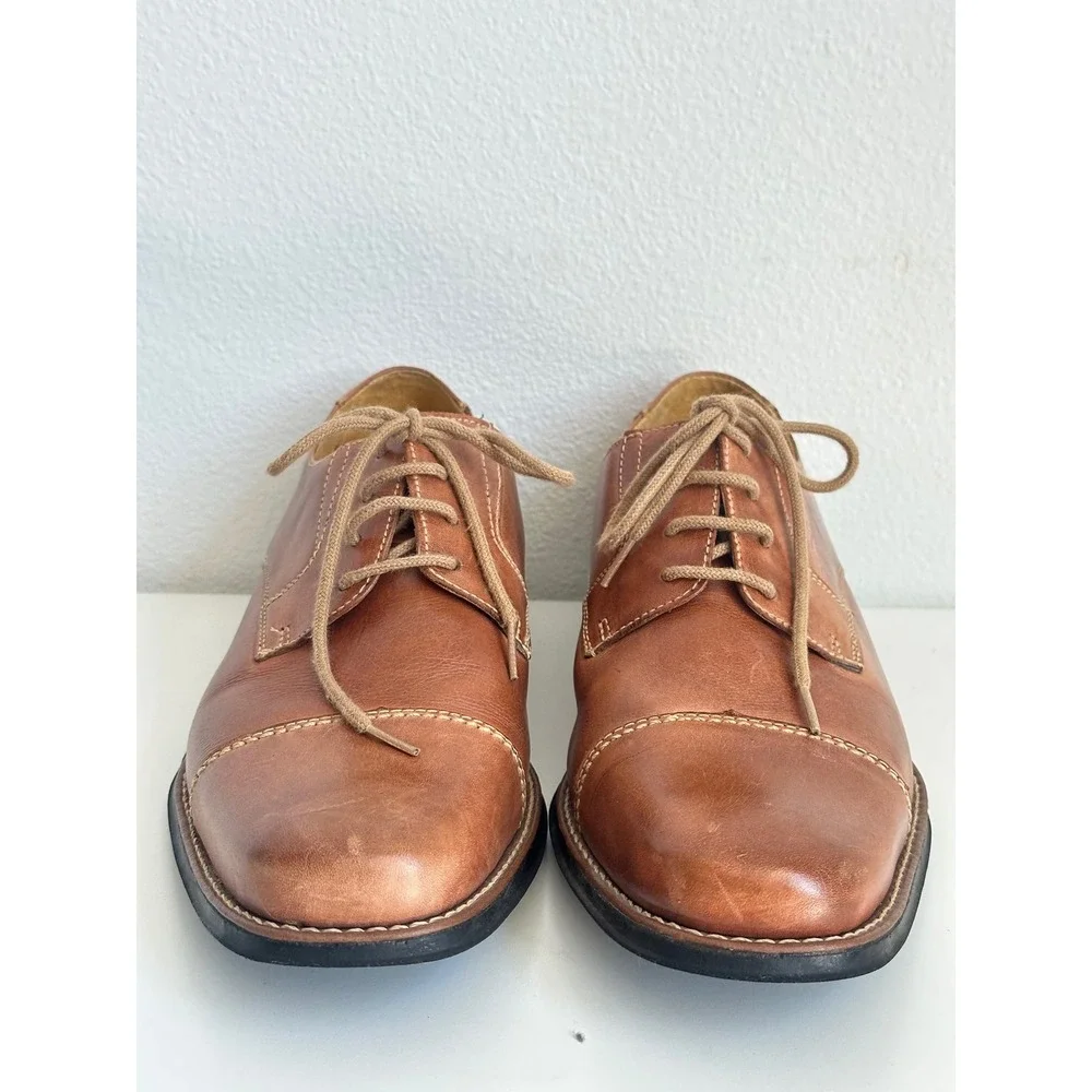 Sandro Moscoloni Mens Tan Brown Leather Cap Toe Derby Dress Shoes SZ 10 M Brazil